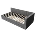Miniatyrbillede 7 af 11: Daybed 90x200 cm med udtræksseng, LED-belysning, USB-C opladning, opbevaringshylde, hørstof, grå – uden madras
