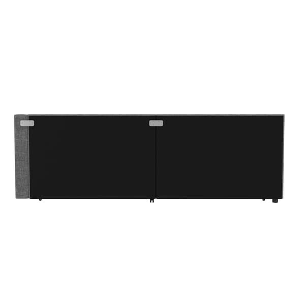 Daybed 90x200 cm med udtræksseng, LED-belysning, USB-C opladning, opbevaringshylde, hørstof, grå – uden madras