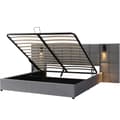 Pikkukuva 6 / 11: Sänky säilytystilalla 160x200 cm – pehmustettu sänky LED-valolla, USB, ruudullinen sängynpääty, hydraulinen runko, sametinharmaa