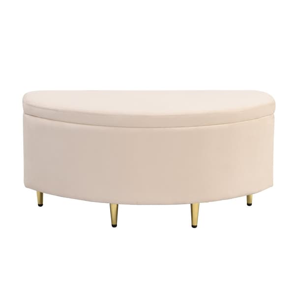 Verhoilupenkki säilytystilalla, Velvet shocker metallijaloilla, 90 x 40 x 42 cm, beige, eteiseen, olohuoneeseen, makuuhuoneeseen