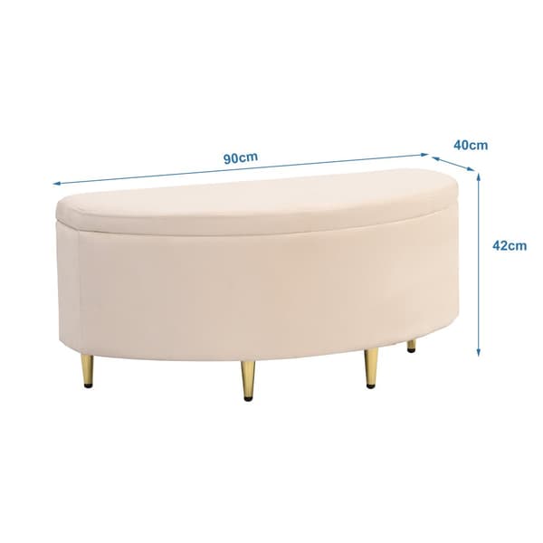 Verhoilupenkki säilytystilalla, Velvet shocker metallijaloilla, 90 x 40 x 42 cm, beige, eteiseen, olohuoneeseen, makuuhuoneeseen