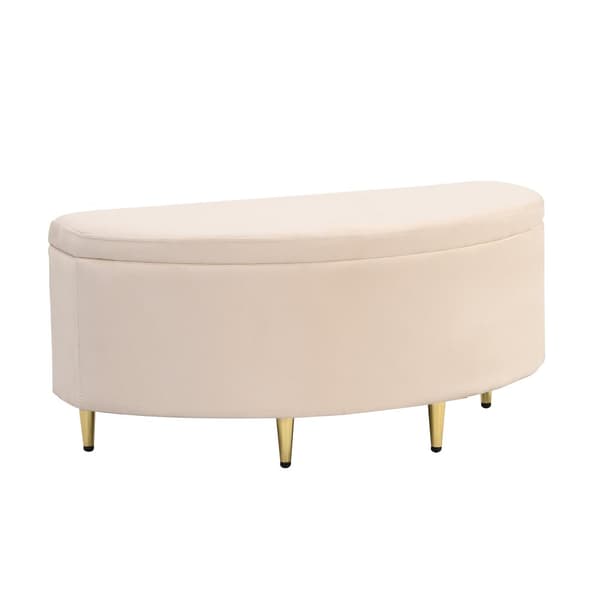 Verhoilupenkki säilytystilalla, Velvet shocker metallijaloilla, 90 x 40 x 42 cm, beige, eteiseen, olohuoneeseen, makuuhuoneeseen