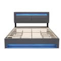 Pikkukuva 4 / 11: Valaistu capitonné 140 x 190 cm USB-portilla, LED-valaistus ja säilytystila, ilman patjaa, Harmaa PU-litsi