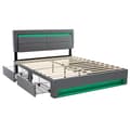 Pikkukuva 6 / 11: Valaistu capitonné 140 x 190 cm USB-portilla, LED-valaistus ja säilytystila, ilman patjaa, Harmaa PU-litsi
