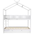 Pikkukuva 3 / 10: Hausbett Kinderbett Jugendbett 90x200 cm, kolme sänkyä, jatkettava, tilaa säästävä design, valkoinen