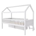 Pikkukuva 8 / 11: Hausbett Kinderbett Jugendbett 200x90 laatikoilla ja säilytyslokeroilla, pojille ja tytöille, putoamisenestokaiteella, valkoinen
