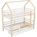 Miniatyrbillede 6 af 9: Doppelbett Kinder bid i husform, 90 x 200 cm, store opbevaringsbokse, Kiefernholz, uden madras, hvid + træfarve