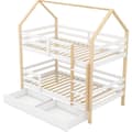 Miniatyrbillede 7 af 9: Doppelbett Kinder bid i husform, 90 x 200 cm, store opbevaringsbokse, Kiefernholz, uden madras, hvid + træfarve