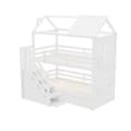 Miniatyrbillede 10 af 10: Kinder-Etagenbit 90x200 cm, Multifunktionel Bett med Stauraum Treppe, Schubladen & Regalen, Extra Stauraum, Kiefer & MDF, Weiß