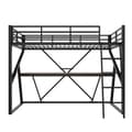Miniatyrbillede 4 af 11: Høj seng 90x200cm - Metal Ramme, LED Light Bar, Gelænder, Trapper, Skrivebord - Sort