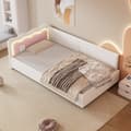 Miniatyrbillede 3 af 11: Daybett 90x200cm - Tagesbitt, Schlafsofa, LED-Umgebungslicht med fjernbetjening - Vliesimitate, hvid