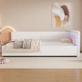 Miniatyrbillede 1 af 11: Daybett 90x200cm - Tagesbitt, Schlafsofa, LED-Umgebungslicht med fjernbetjening - Vliesimitate, hvid