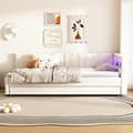 Pikkukuva 1 / 11: Daybett 90x200cm - Tagesbitt, Schlafsofa, USB+Type C, LED-Umgebungslicht, Ausziehbar, Lättost - Leinen, Beige