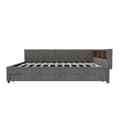 Pikkukuva 4 / 11: Daybett 140x200cm - Tagesbitt, Schlafsofa, USB+Type C, LED-Umgebungslicht, Ausziehbar, Lättrust - Leinen, Harmaa