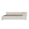 Pikkukuva 4 / 11: Daybett 140x200cm - Tagesbitt, Schlafsofa, USB+Type C, LED-Umgebungslicht, Ausziehbar, Lättrust - Leinen, Beige