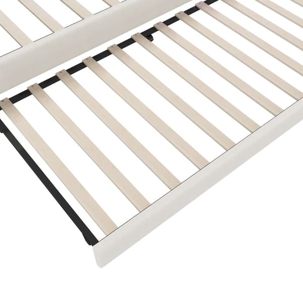 Daybett 140x200cm - Tagesbitt, Schlafsofa, USB+Type C, LED-Umgebungslicht, Ausziehbar, Lättrust - Leinen, Beige