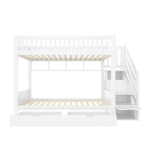 Etagenbit 90x200cm - Kinder-kuolain Schublade, Regal, Kleiderschrank ja Staufach - Weiß