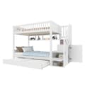 Miniatyrbillede 6 af 11: Etagenbit 90x200cm - Kinder bid med Ausziehbett, Regal, Kleiderschrank, Staufach - Weiß