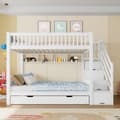 Miniatyrbillede 1 af 11: Etagenbit 90x200cm - Kinder bid med Ausziehbett, Regal, Kleiderschrank, Staufach - Weiß