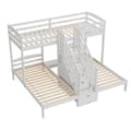 Pikkukuva 8 / 11: Korkea sänky 90x200cm - 3 sänkyä, mänty, tikkaat laatikoilla, kaiteet, EN 747 -sertifioitu - valkoinen