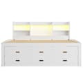 Pikkukuva 4 / 11: Schlafsofa 140x200cm - Daybett, Tagesbett, 3 Schubladen, Nachttischablage, LED-Fernbedienung, USB + Type-C - Weiß
