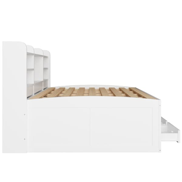 Schlafsofa 140x200cm - Daybett, Tagesbett, 3 Schubladen, Nachttischablage, LED-Fernbedienung, USB + Type-C - Weiß