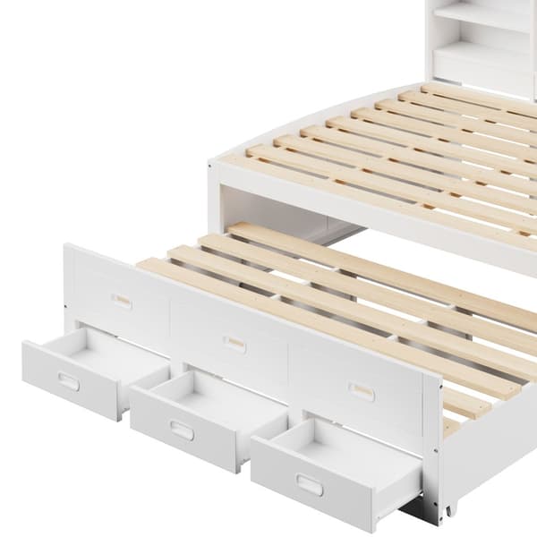 Schlafsofa 140x200cm - Daybett, Tagesbett, 3 Schubladen, Nachttischablage, LED-Fernbedienung, USB + Type-C - Weiß