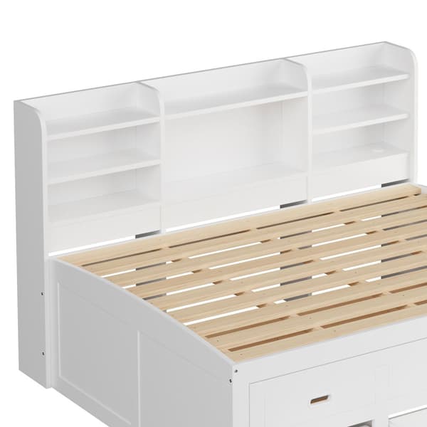 Schlafsofa 140x200cm - Daybett, Tagesbett, 3 Schubladen, Nachttischablage, LED-Fernbedienung, USB + Type-C - Weiß