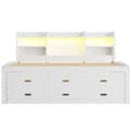 Pikkukuva 4 / 11: Schlafsofa 90x200cm - Daybett, Tagesbett, 3 Schubladen, Nachttischablage, LED-Fernbedienung, USB + Type-C - Weiß
