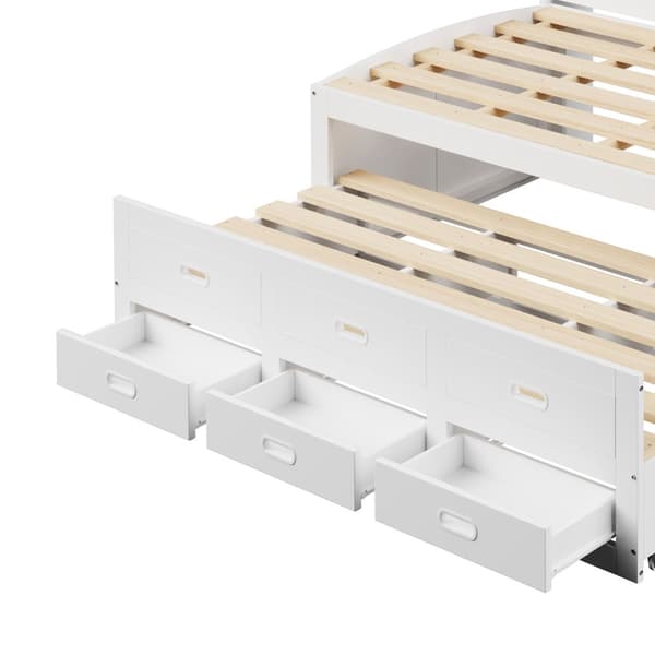 Schlafsofa 90x200cm - Daybett, Tagesbett, 3 Schubladen, Nachttischablage, LED-Fernbedienung, USB + Type-C - Weiß