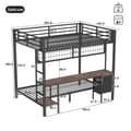 Miniatyrbillede 5 af 11: Hochbett 90x200 & 140x200, Eisenrahmen, Schubladen, Ablagen, LED-Leiste, USB-Anschluss, Schreibtisch, Schwarz