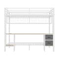 Pikkukuva 4 / 11: Kerrossänky, 90x200/140x200, Rautarunko, Laatikot, Säilytyshyllyt, Työpöytä, 7-värinen LED-valonauha, USB-portti, Valkoinen