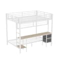 Pikkukuva 6 / 11: Kerrossänky, 90x200/140x200, Rautarunko, Laatikot, Säilytyshyllyt, Työpöytä, 7-värinen LED-valonauha, USB-portti, Valkoinen