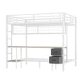 Pikkukuva 7 / 11: Kerrossänky, 90x200/140x200, Rautarunko, Laatikot, Säilytyshyllyt, Työpöytä, 7-värinen LED-valonauha, USB-portti, Valkoinen