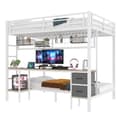Pikkukuva 9 / 11: Kerrossänky, 90x200/140x200, Rautarunko, Laatikot, Säilytyshyllyt, Työpöytä, 7-värinen LED-valonauha, USB-portti, Valkoinen