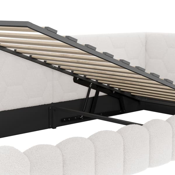 Daybett, 90\*200cm, Schlafsofa, Kevyt ruoste, LED-valo, Hydraulinen nostomekanismi, USB ja Type-C, Valkoinen