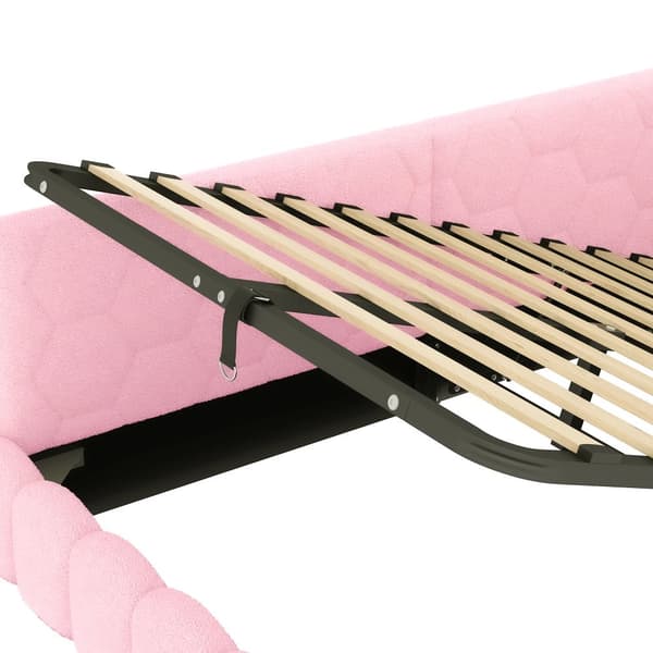 Daybett, 90\*200cm, Schlafsofa, mit Lattenrost, LED-Lichtleiste, hydraulischer Hebemechanismus, USB-Type-C, Vliesimitat, Rosa