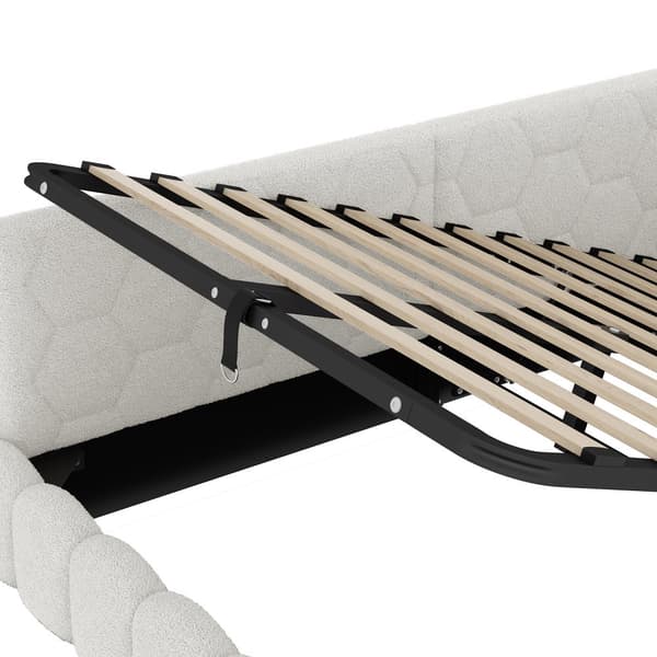 Daybett 140x200cm, Schlafsofa, LED-Lichtleiste, hydrauliikka, USB+Type-C, Vliesimitat, Weiß