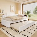 Pikkukuva 2 / 11: Daybett, 90\*200cm, Schlafsofa, mit Ausziehbett, USB & Type-C, Nachttischlampe, Vliesimitat, Weiß