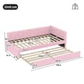 Miniatyrbild 5 av 11: Daybett, 90x200cm, Tagesbett, Schlafsofa, mit Lattenrost, Ausziehbett, USB-Anschluss, Vliesimitat, Rosa