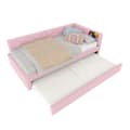 Miniatyrbild 6 av 11: Daybett, 90x200cm, Tagesbett, Schlafsofa, mit Lattenrost, Ausziehbett, USB-Anschluss, Vliesimitat, Rosa