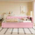 Miniatyrbild 1 av 11: Daybett, 90x200cm, Tagesbett, Schlafsofa, mit Lattenrost, Ausziehbett, USB-Anschluss, Vliesimitat, Rosa