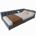 Pikkukuva 9 / 9: Schlafsofa, Daybett, 90x200cm, mit Lattenrost, Ambientebeleuchtung, Kopfteil mit Knopftuft, USB+Typ-C, Leinen, Grau