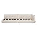 Miniatyrbild 4 av 9: Schlafsofa, Daybett, 90x200cm, mit Lattenrost, Ambientebeleuchtung, Kopfteil mit Knopftuft, USB+Typ-C, Leinen, Beige