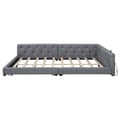 Pikkukuva 4 / 10: Schlafsofa, Daybett, Tagesbett, 140x200cm, mit Lattenrost, Ambientebeleuchtung, USB+Type-C, Kopfteil ja Knopftuft, Leinen, Harmaa