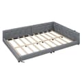 Pikkukuva 6 / 10: Schlafsofa, Daybett, Tagesbett, 140x200cm, mit Lattenrost, Ambientebeleuchtung, USB+Type-C, Kopfteil ja Knopftuft, Leinen, Harmaa
