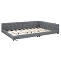 Pikkukuva 7 / 10: Schlafsofa, Daybett, Tagesbett, 140x200cm, mit Lattenrost, Ambientebeleuchtung, USB+Type-C, Kopfteil ja Knopftuft, Leinen, Harmaa