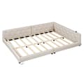Pikkukuva 6 / 11: Schlafsofa, Daybett, Tagesbett, 140x200cm, Lätttenrost, Ambientebeleuchtung, USB + Type-C, Kopfteil mit Knopftuft, Leinen, Beige