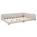 Pikkukuva 7 / 11: Schlafsofa, Daybett, Tagesbett, 140x200cm, Lätttenrost, Ambientebeleuchtung, USB + Type-C, Kopfteil mit Knopftuft, Leinen, Beige