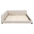 Pikkukuva 8 / 11: Schlafsofa, Daybett, Tagesbett, 140x200cm, Lätttenrost, Ambientebeleuchtung, USB + Type-C, Kopfteil mit Knopftuft, Leinen, Beige
